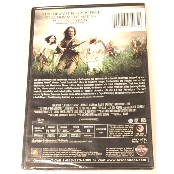 The Last Of The Mohicans DVD Daniel Day-Lewis Adventure Movie New Sealed - Picture 2 of 2